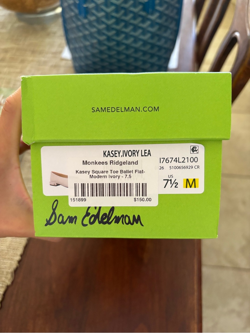 Sam Edelman Cream Square-Toe Ballet Flats - Picture 5 of 6